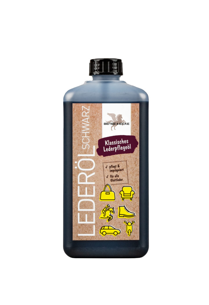 Olio per cuoio B&E LederolSchwarz nero 500ml