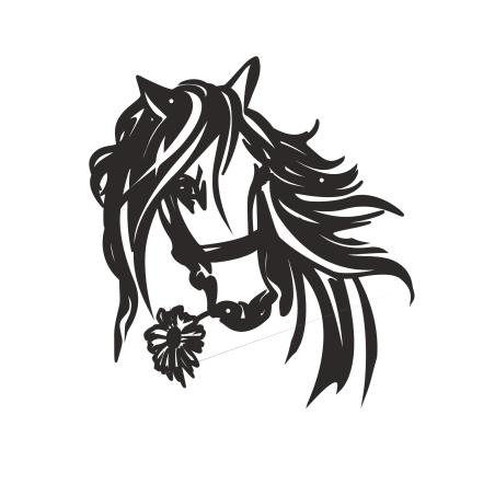 DECORMETAL Horse ornamento da parete con fiore 30cm