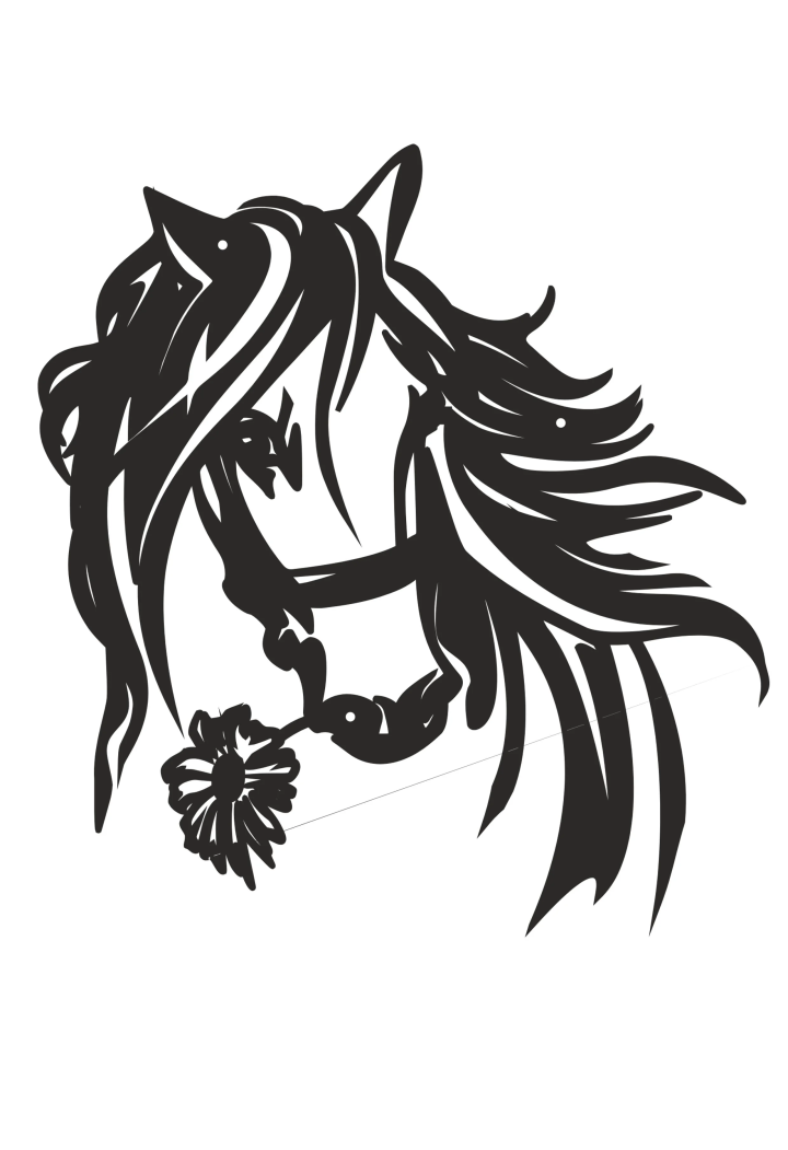 DECORMETAL Horse ornamento da parete con fiore 30cm