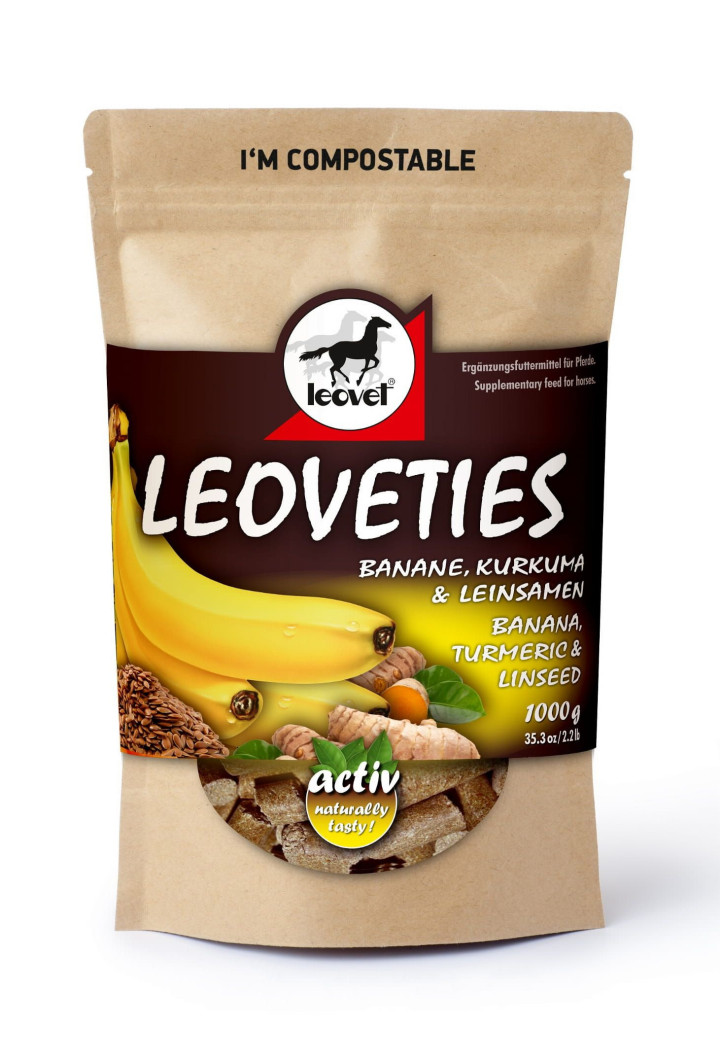 Tastes per cavalli LEOVET banana, curcuma e fieno 1 kg