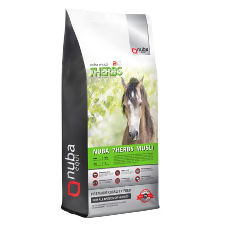 Alimentazione NUBA EQUI 7 Herbs 2 G senza la ballerina di avena 20kg